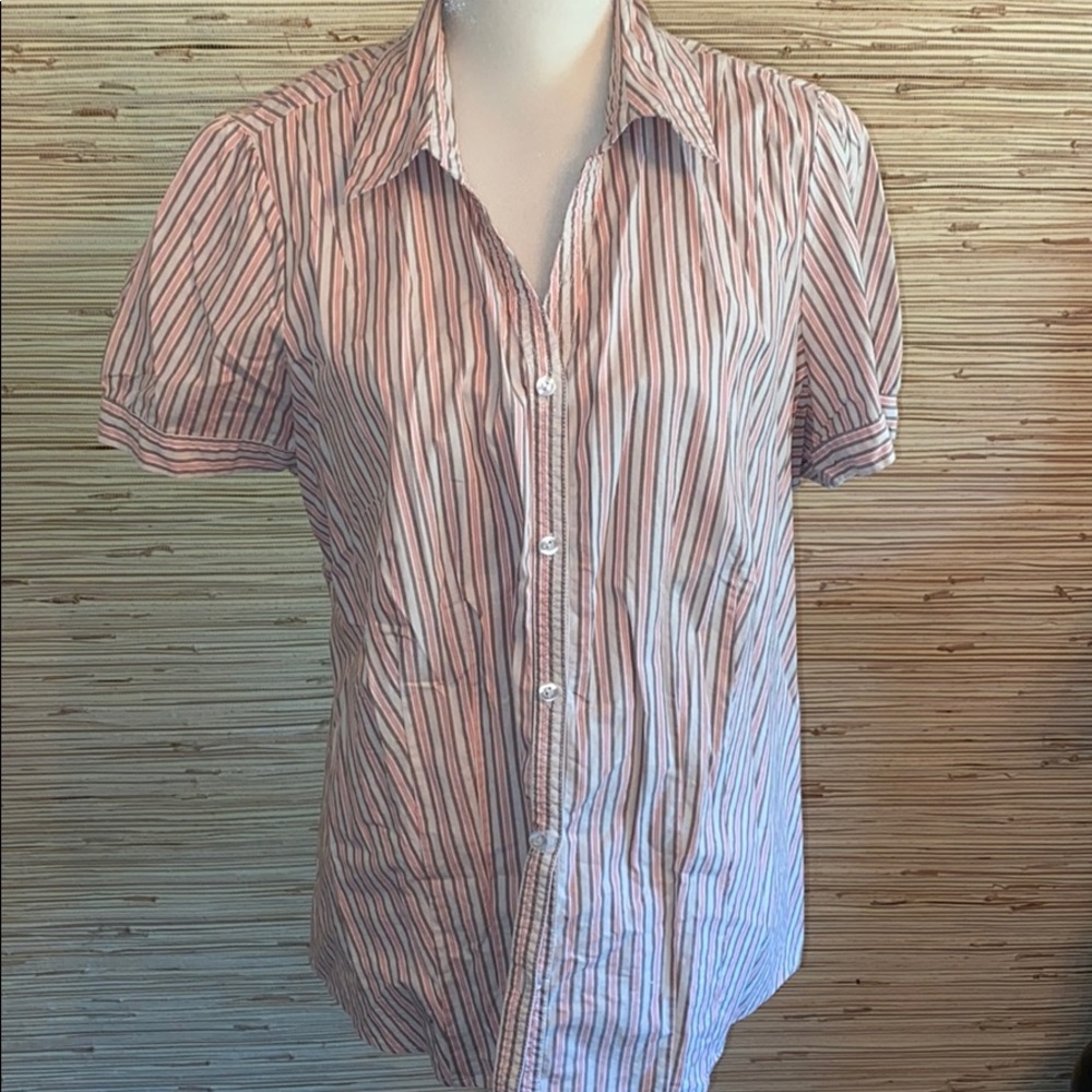 St. John’s Bay button 1X short sleeve striped top
